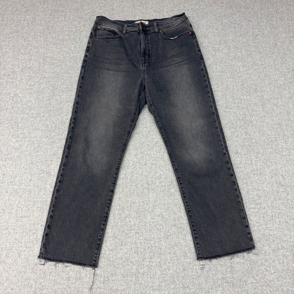 Madewell | 90s Straight Crop Jeans | 30 | Black | Raw Hem High Rise Denim 1191
